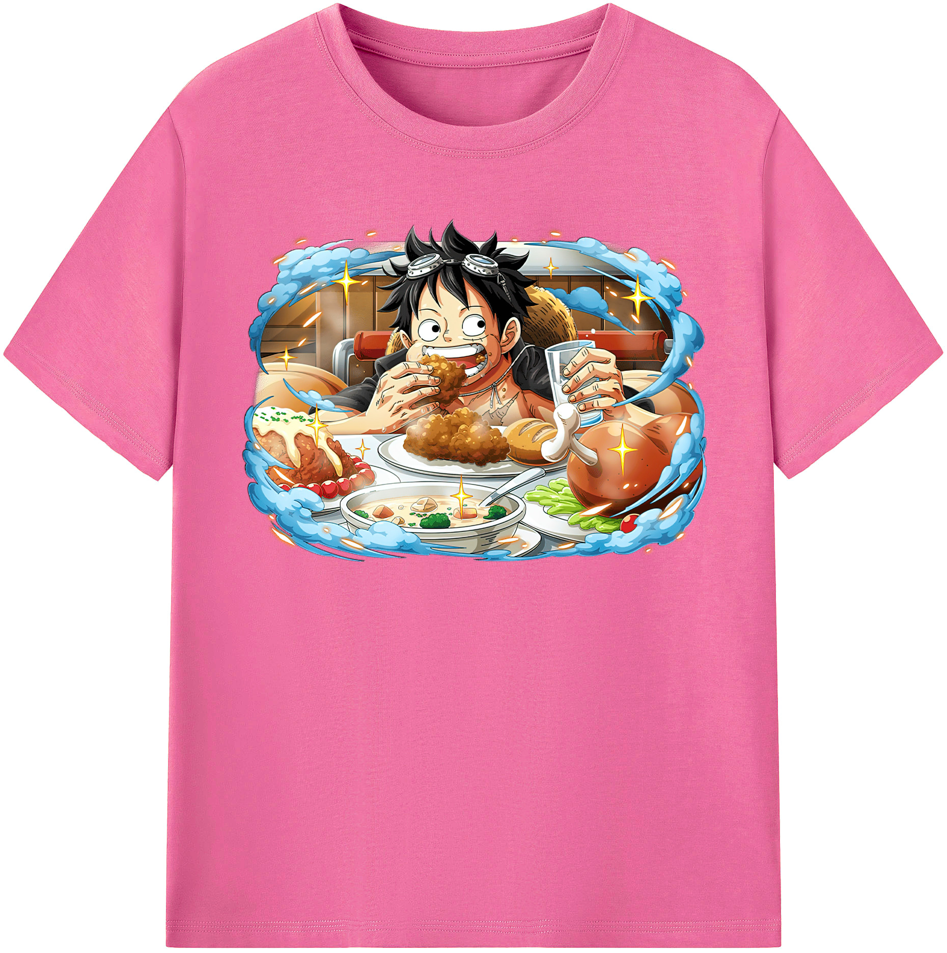 ワンピース モンキー・D・ルフィ ONE PIECE Monkey D. Luffy レディースカジュアルプリントTシャツ（綿100％）